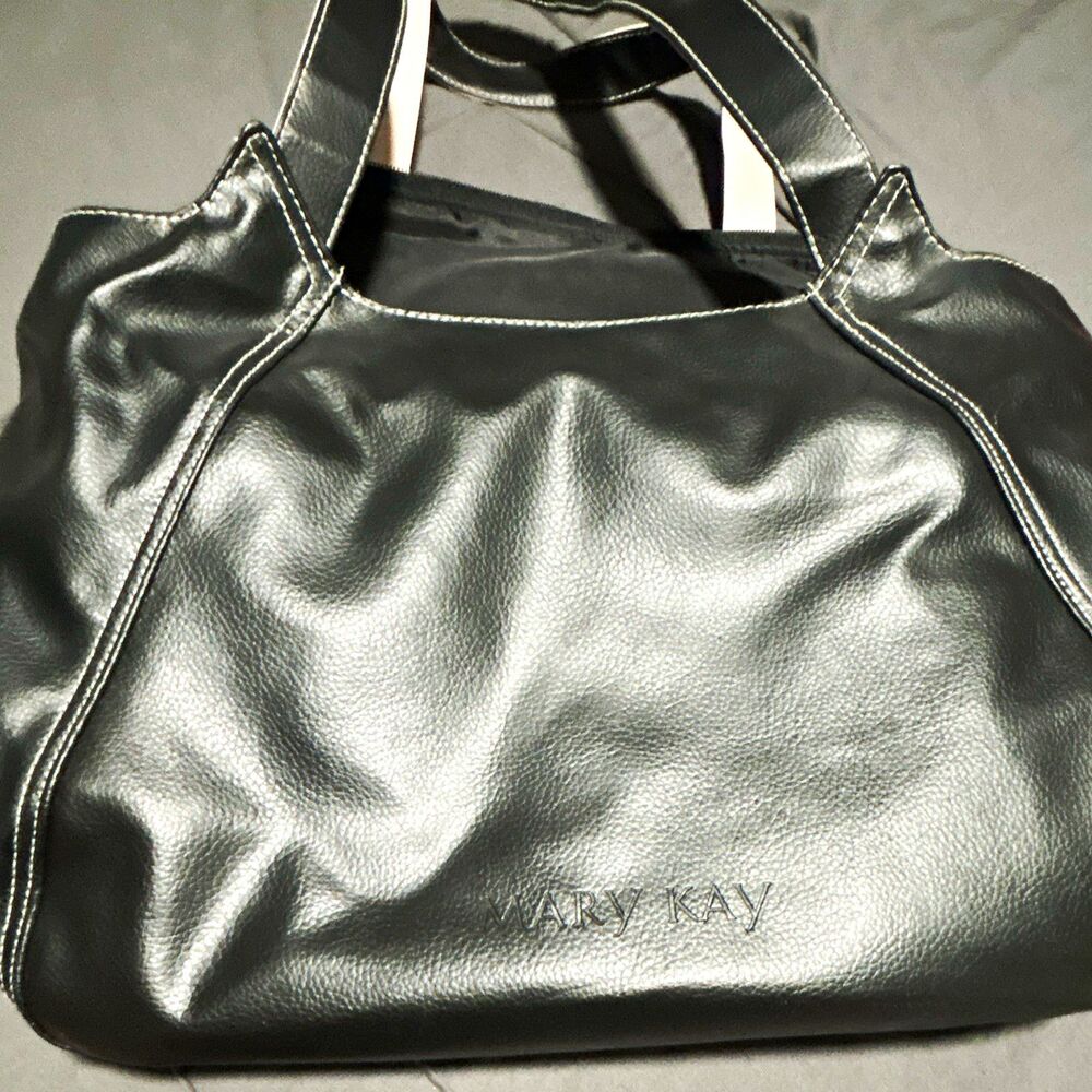 Mary Kay Large Black Tote Bag Zip Top Pink Shoulder Strap Lined Inner Pockets